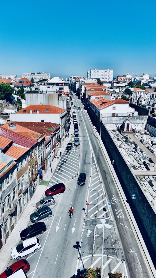 A Rua Antero de Quental, vista de drone